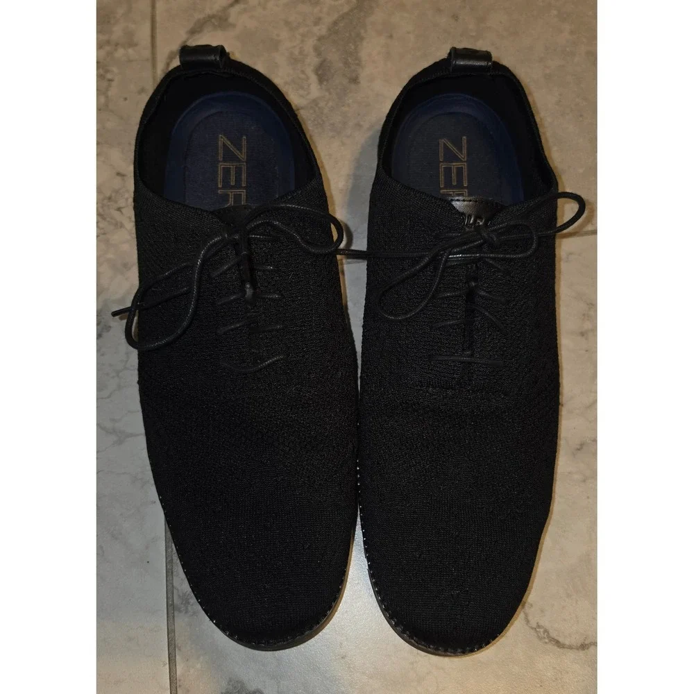 Cole Haan Zerogrand Stitchlite‎ Wingtip Oxford Black Knit Mens 13M C30416